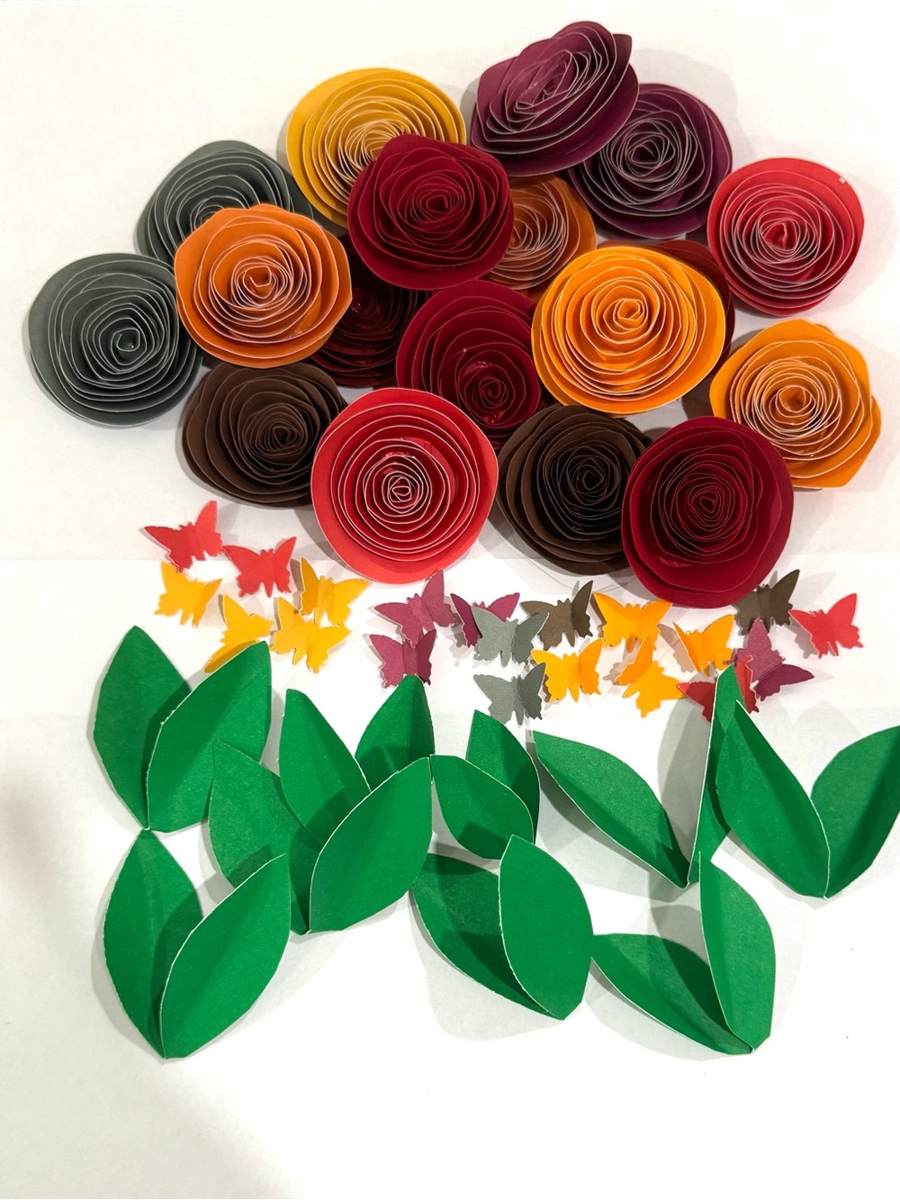 3D Autumn Flowers Butterflies & leaves set